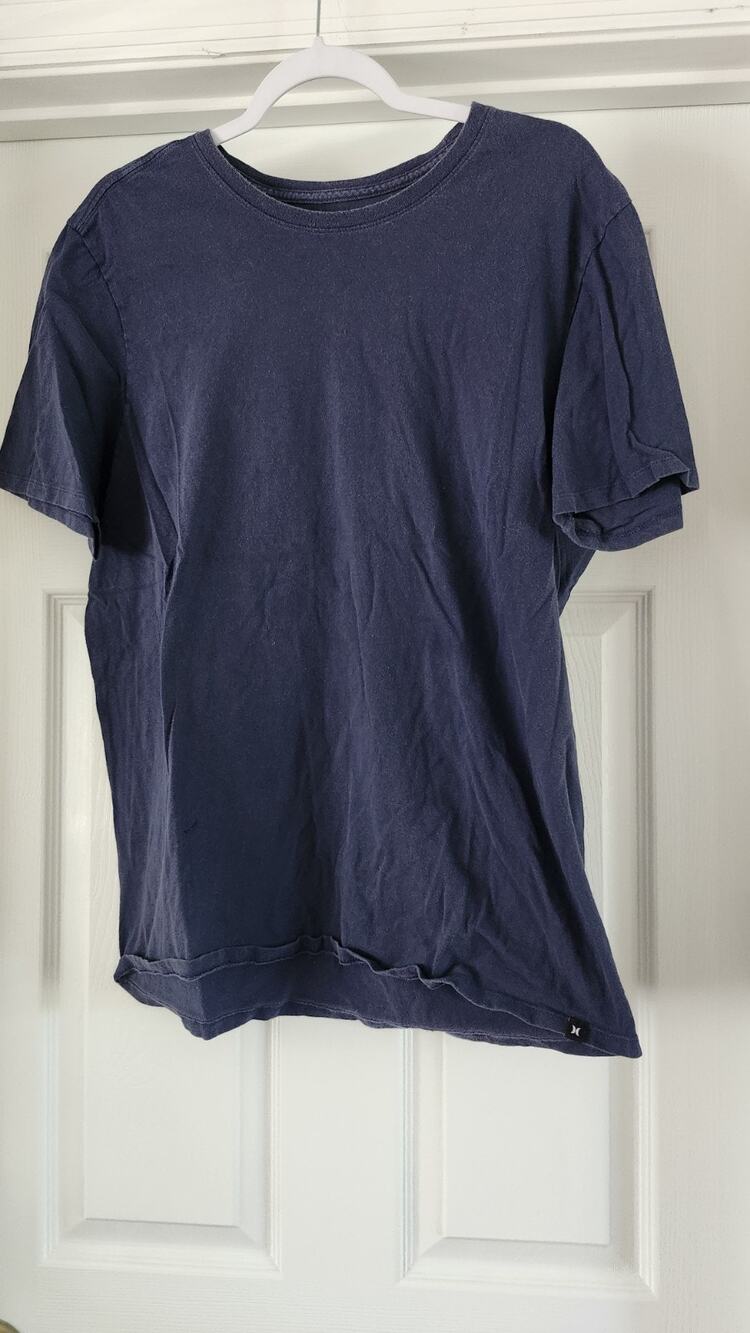 Hurley Men's Short Sleeve Blank T-Shirt Navy Crew Neck 100% Cotton Size L #588